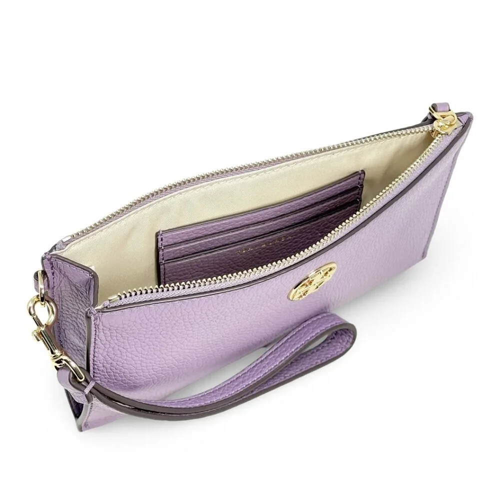 Tory Burch NWT Chelsea Pebbled Leather Top Zip Phone Wallet Wristlet